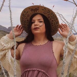 Elegant Beige Hat with Nature Embroidery